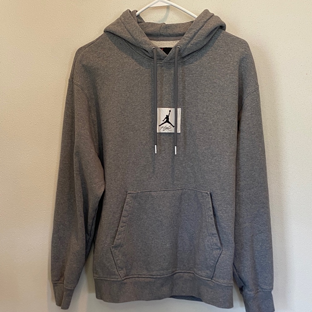 Nike Jordan Flight Gray Hoodie with Center Jumpman Patch - Men’s Medium